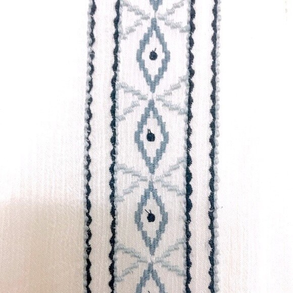 ale By Alessandra Maxi Dress White Blue Embroidered Open Back Womens Size Small - Picture 7 of 13